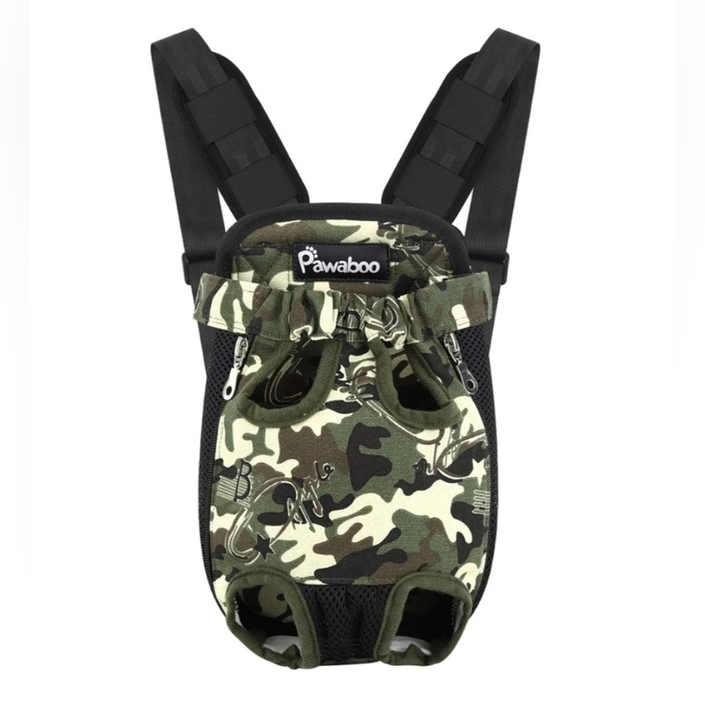 Pawaboo NWT Black/Green Camouflage Print Pet Carrier Backpack Sz Small (3-5lbs)